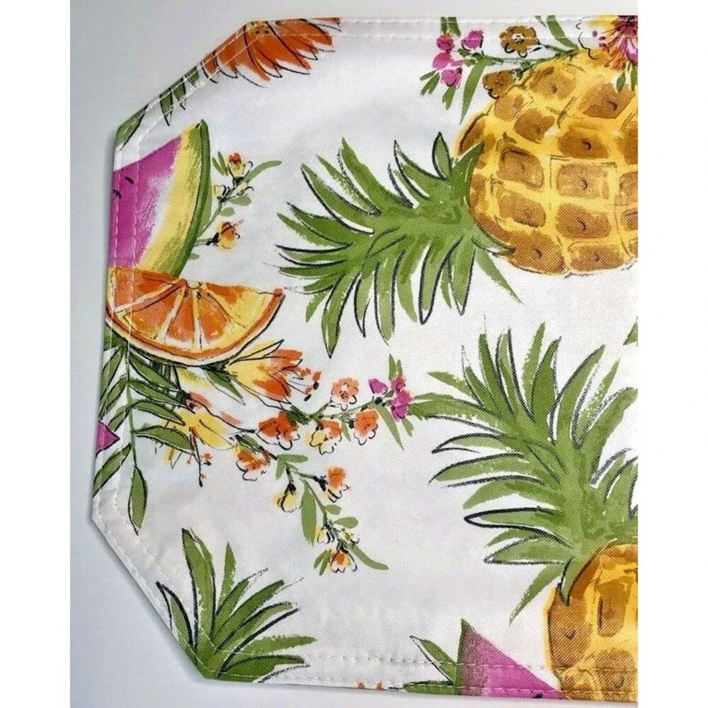 Pineapple Vinyl Placemats Set of 4 Indoor Outdoor Floral Beach Reversible 12x18